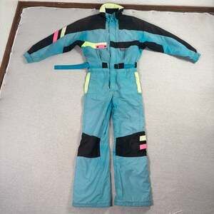 Inside Edge Vintage Neon Colorblock One-Piece Ski Suit